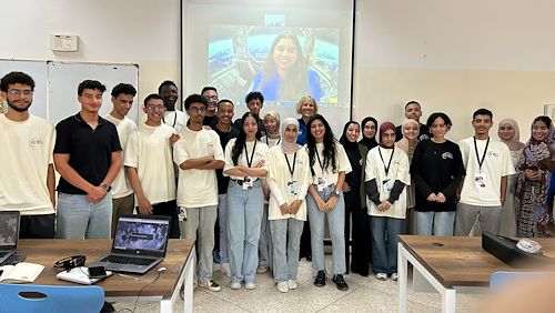 Students studying at the National School of Applied Science in Agadir, Morocco, launched the Destination Moon simulation with the Challenger Learning Center at Montco Pottstown.