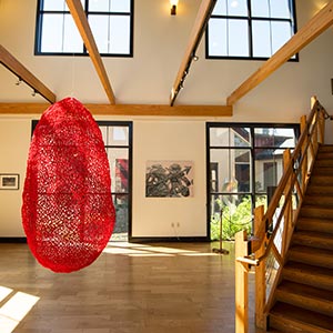 Red sculpture in the Blue Bell Art Gallery