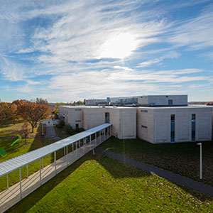 Campus building with sunny sky