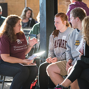 Prospective student at open house