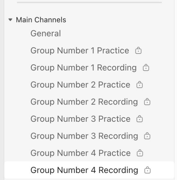 A screenshot of the Main Channels list within the Teams instance.
