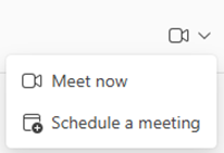 A screenshot of the Meet Now button within the Teams instance.