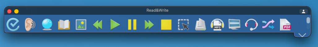 Read and Write Toolbar The read and write toolbar on a mac desktop.
