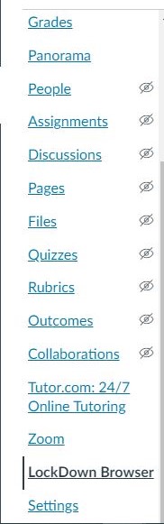 image of left navigation bar 