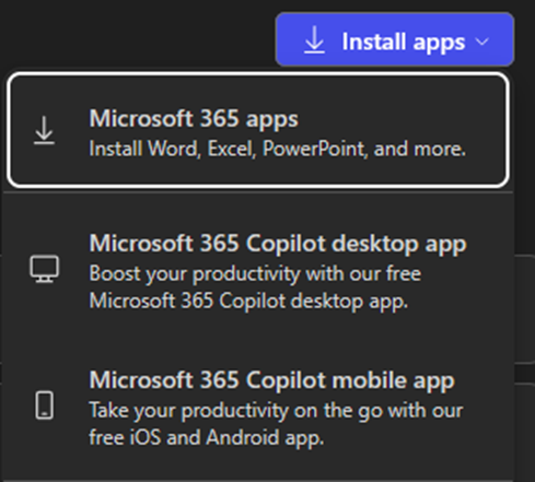 Dropdown menu options