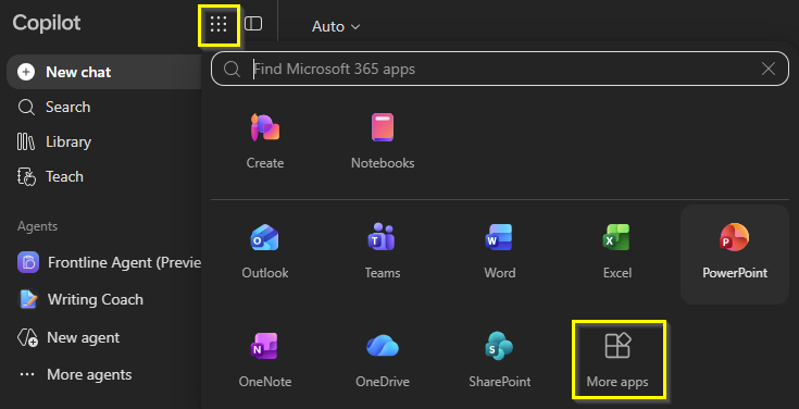 Apps Menu Location Location of the apps menu