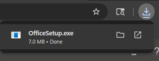 Office setup download from the browser on a windows device