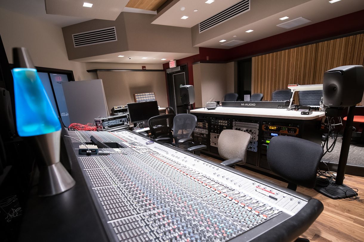 Image of the sound recording studio at the Blue Bell Campus