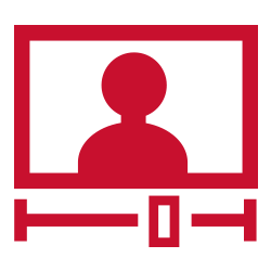 Red icon of a video screen