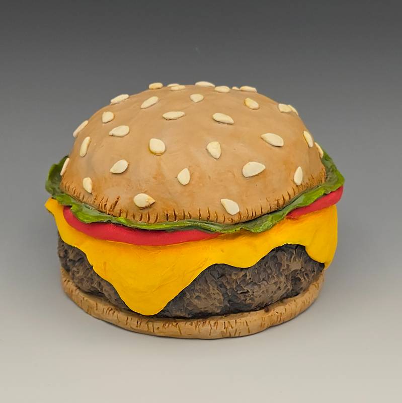 Montco Alumni art piece of a burger
