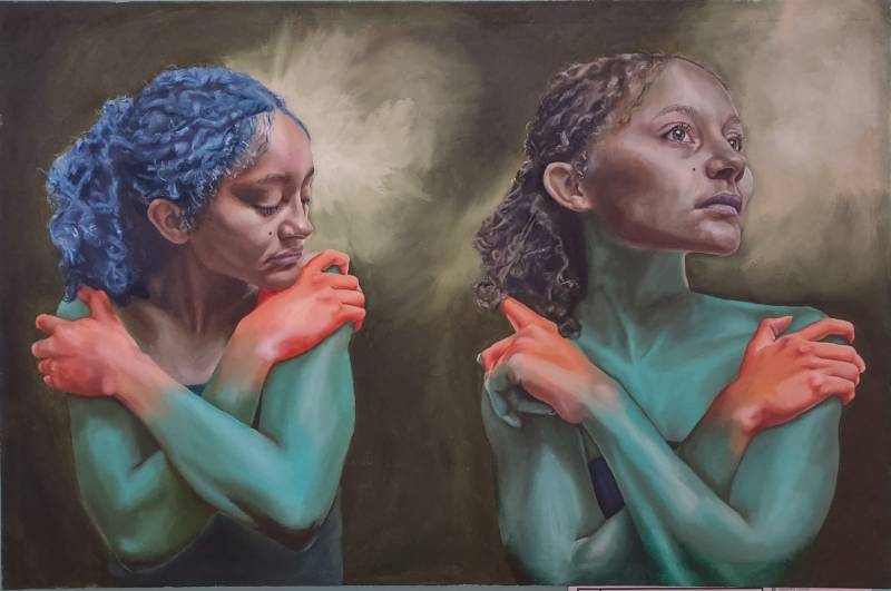 Painting of two women by Montgomery/Bucks county student