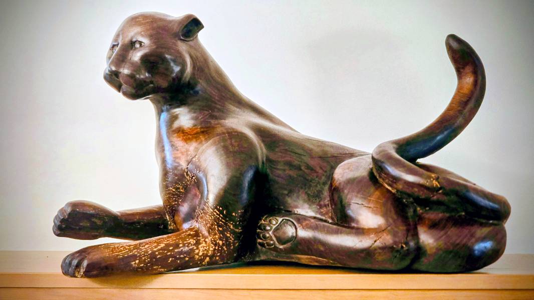 A panther made from black walnut by David Washington