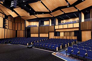 Rendering image of the stage view in the renovated theatre