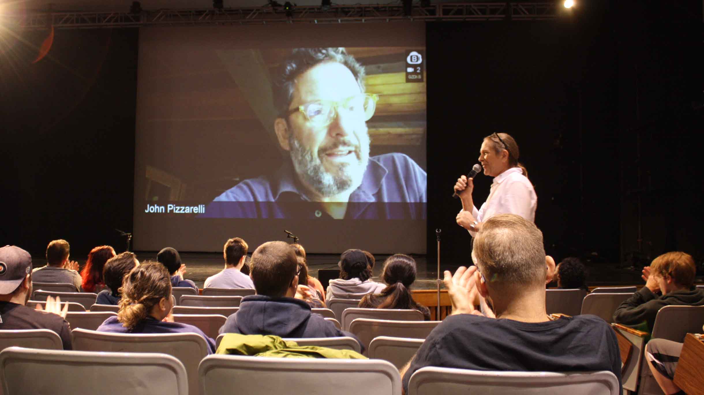 Students from the Sound Recording & Music Technology Program learned more about the business of creating and producing music during a conversation with jazz artist John Pizzarelli.