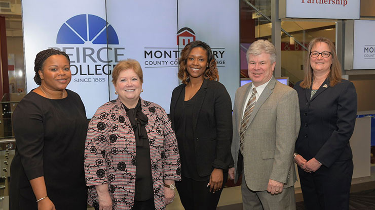 Montgomery County Community College and Peirce College are celebrating their recently expanded partnership that will provide MCCC graduates with a seamless pathway to their bachelor’s degrees at Peirce.