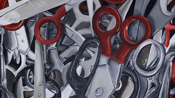 The Tri-County High School Art Exhibition features the best work of area high school students. “Scissors,” oil on canvas by Emilee Grob, Methacton High School, 2017.
