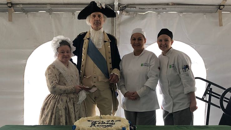 CAI students use Martha Washington's original recipe to bake a cake for General George Washington's 287th birthday.