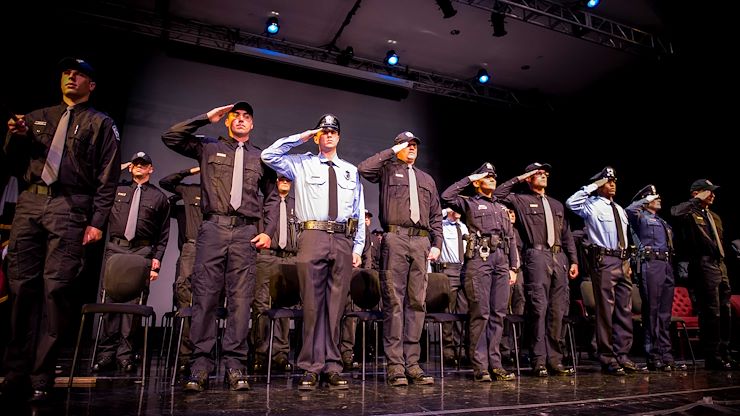 Thirty-three cadets recently graduated from MCCC's Municipal Police Academy. Photo by Chloe Elmer