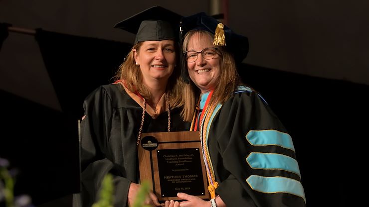 Assistant Professor of Accounting Heather Thomas was honored with the Christian R. and Mary F. Lindback Foundation Award for Teaching Excellence.
