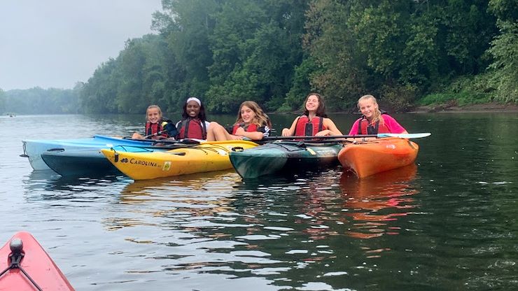 Campers had fun kayaking on the Schuylkill River.