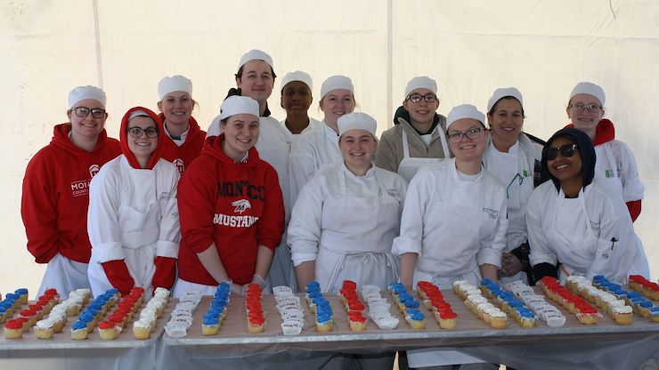 Students from The Culinary Arts Institute of Montgomery County Community College prepared a special cake using Martha Washington’s original recipe to celebrate George Washington's Birthday. Photo by Matthew Moorhead.