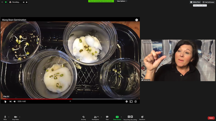 Janet Ivey, creator and CEO of Janet's Planet, talks about space agriculture and growing mung beans via Zoom.