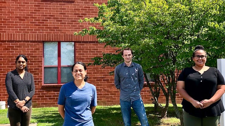 MCCC alumni Amber Sawyer, Sean Heron, Seethal Meda and Carla Campbell are among the researchers working to mass produce COVID-19 testing kits.