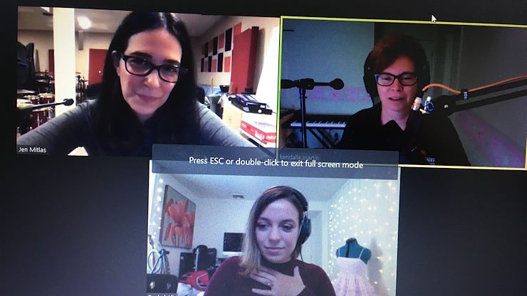 Sound Recording & Music Technology (SRT) Instructor Jen Mitlas (above left) and Computer Science Professor Kendall Martin (above right) spoke to Rachel Alix (bottom), an electro-pop producer, performance artist and sound designer at Izotope, a renowned music technology plug-in company, about her career in the business as part of the new interview series "Montco@Home: Global Perpsectives on Electronic Music."