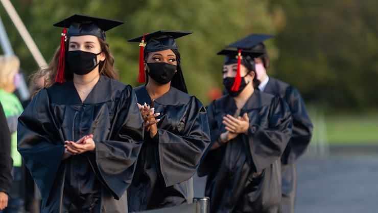 Twenty-three graduates of Montgomery County Community College’s Gateway to College Program received their high school diplomas on Oct. 2 while their friends and families watched and cheered from their cars. Photos by Susan Angstadt