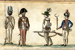Black soldiers in Revolutionary War.
