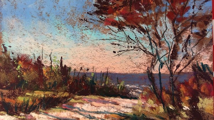 Montgomery County Community College is proud to present the Greater Norristown Art League's Small Wonders Virtual Art Show. Pictured artwork: Linda Crane's Path to the Bay, pastel.