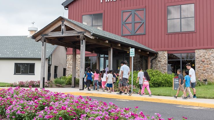 Summer campers head into the Fine Arts Center at Blue Bell campus during arts camp. The College will host several camps this year.