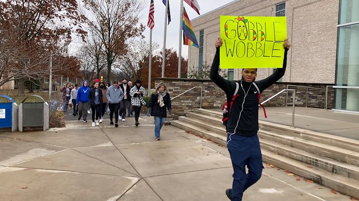 Students in Montgomery County Community College's Exercise Science and Wellness Program help fellow students by raising funds for the College's Stock Up for Success Food pantries. Photo by Eric Devlin