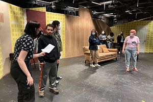 Student rehearse "The Government Inspector."