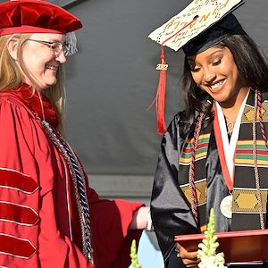 President Bastecki-Perez and Clintaysha Hampton, student speaker