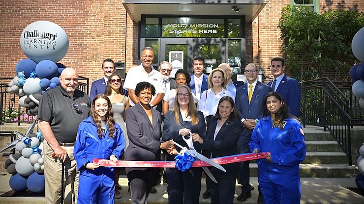 Montgomery County Community College celebrates the opening of Challenger Learning Center at its Pottstown Campus with a ribbon-cutting ceremony on Aug. 26. Photo by David DeBalko