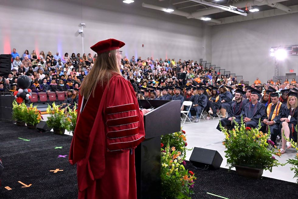 MCCC President Bastecki-Perez addresses the graduates