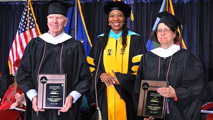 Part-time faculty award recipients Thomas Costello and Susan Lawrence