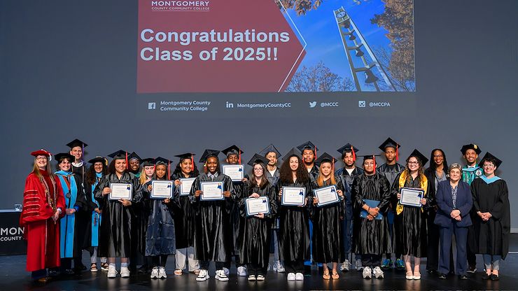Seventeen students proudly received their high school diplomas on May 21 after completing the Gateway to College Program at Montgomery County Community College. Photo by Linda Johnson