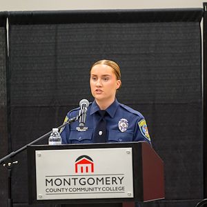 Valedictorian cadet Sgt. Samantha Landis 