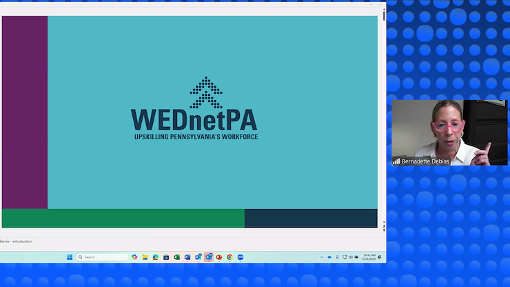 Bernadette DeBias, Montgomery County Community College Director of Workforce Development, leads the virtual business roundtable discussion, which reviewed the Pennsylvania training grant, Workforce and Economic Development Network of Pennsylvania, WEDnetPA. The grant provides qualified employers training funds for new and existing employees. Photo by Eric Devlin