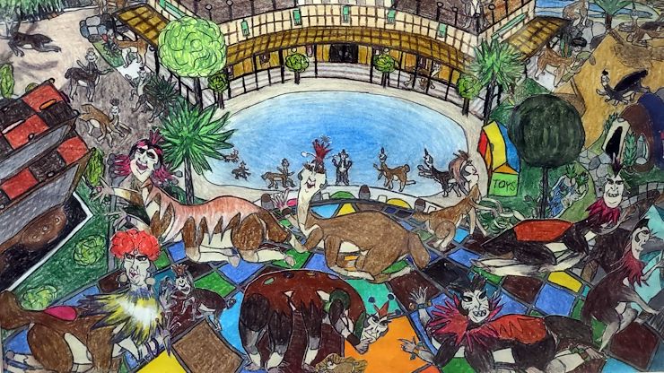 “JuparThican,” colored pencil on paper. The otherworldly cities and creatures of self-taught artist Edward Woltemate Jr. will be on display in the theater at Montco Cultural Center gallery beginning Tuesday, Nov. 18. Photo of artwork by Patrick Rodgers
