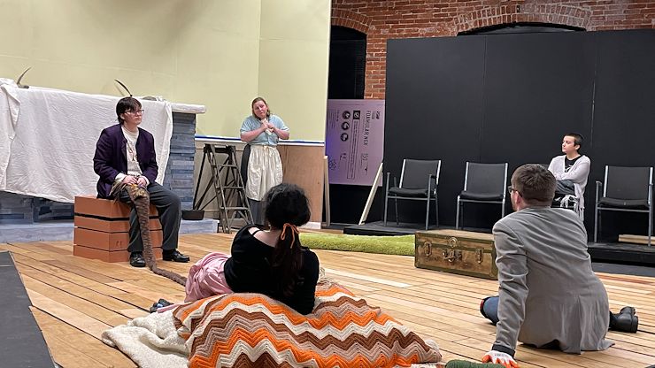 Montgomery County Community College’s Theatre Arts Program and West End Student Theatre invite the community to experience their fall production of “The Moors,” Nov. 6-9, in North Hall 228, Pottstown Campus, 16 E. High Street, Pottstown. Clockwise: Autumn Sherry as Agatha, Elizabeth Keiser as Majory, Persephone Harshbarger as the Moors Hen, Will Olsen as the Mastiff, and Grace Vanning as Huldey. Photo by Diane VanDyke
