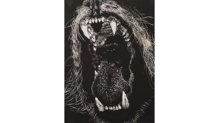 Kaitlyn Hilberg, scratchboard drawing, Daniel Boone Area High School. Montgomery County Community College will host the 12th annual Tri-County High School Art Exhibition Tuesday, Feb. 10 through Friday, March 20 in the North Hall Gallery of the Pottstown Campus. Photo by Patrick Rodgers