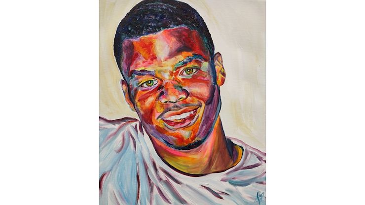 “Portrait of Jah’sun Patton,” Caroline Stoughton, acrylic, 16-inch-by-20-inch frame. The Montco Cultural Center will host the Souls Shot Portrait Project exhibition in the Theater Gallery on the Blue Bell Campus through April 24. Photo by Patrick Rodgers