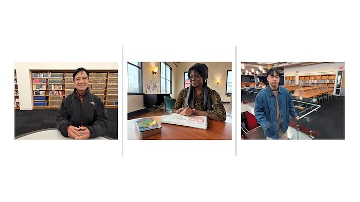 Accounting major Jesse Arce, Liberal Studies major Angelina Ventura and Mechanical Engineering major Gia Huy Nguyen were named to the All-Pennsylvania Academic Team. Photo by Eric Devlin