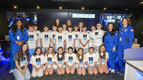 Congresswoman Madeleine Dean joined Montgomery County Community College President Dr. Vicki Bastecki-Perez (center) and fifth-grade students from St. Teresa of Calcutta School in Schwenksville 