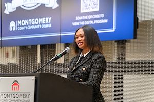 Kayla Danee Riley, Operations Manager at Marriot Hotels International, served as the  keynote speaker at Montgomery County Community College’s Alpha Alpha Alpha National Honor Society induction ceremony 