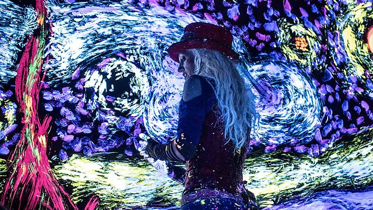 A speed painting of Vincent van Gogh’s “Starry Night” recreated using black light paint during an Artrageous performance. The Montco Cultural Center presents Artrageous Friday, Oct. 16 at 7 p.m. in the Montco Cultural Center Theater. Photo courtesy of Artrageous