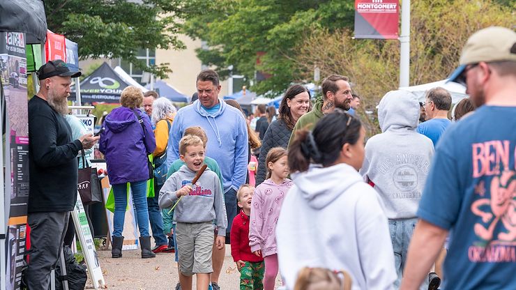 The Whitpain Community Festival at Montgomery County Community College's Blue Bell Campus features entertainment for the whole family including food, vendors, live music and fireworks. Crowds from the 2025 Festival lined the walkway to shop with vendors. Photos by Linda Johnson